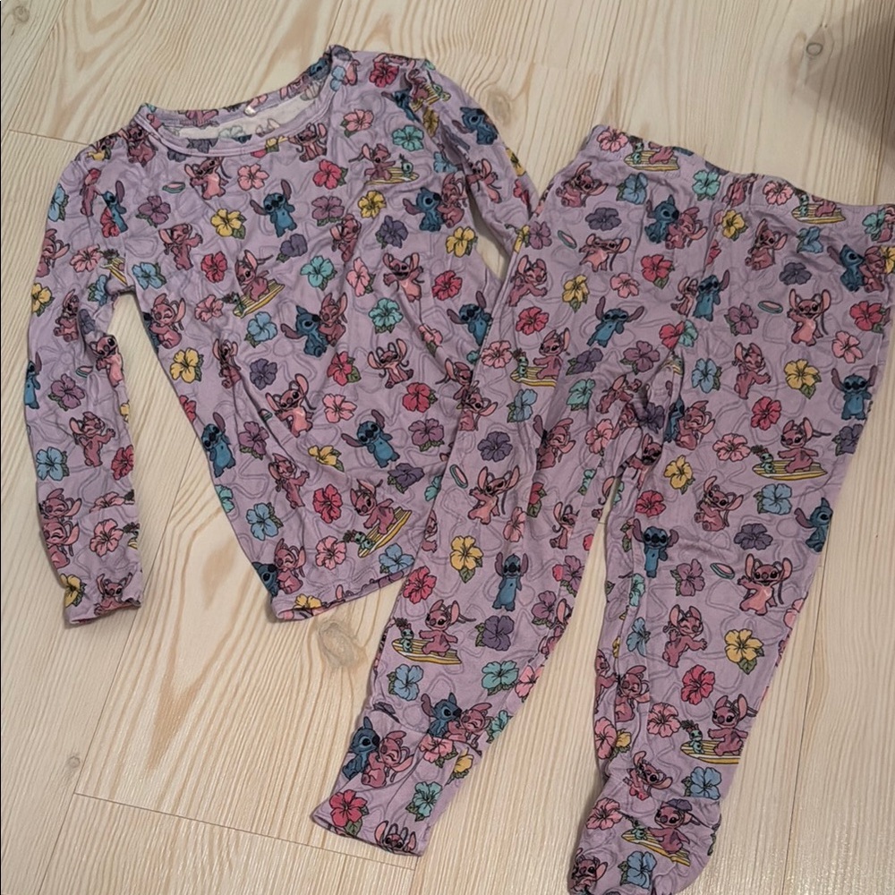 Posh Peanut X Disney Stitch Floral Kids Pajamas Set